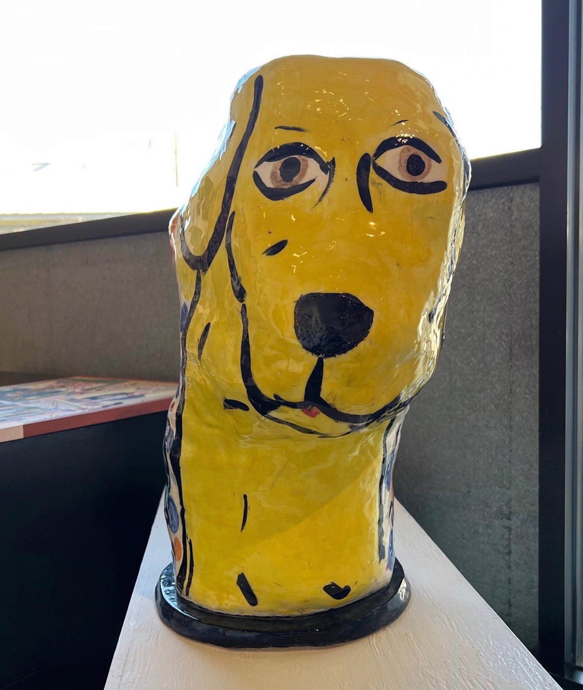 Linda Smith Figurative Sculpture - Yellow Dog & Aphrodite, 2012