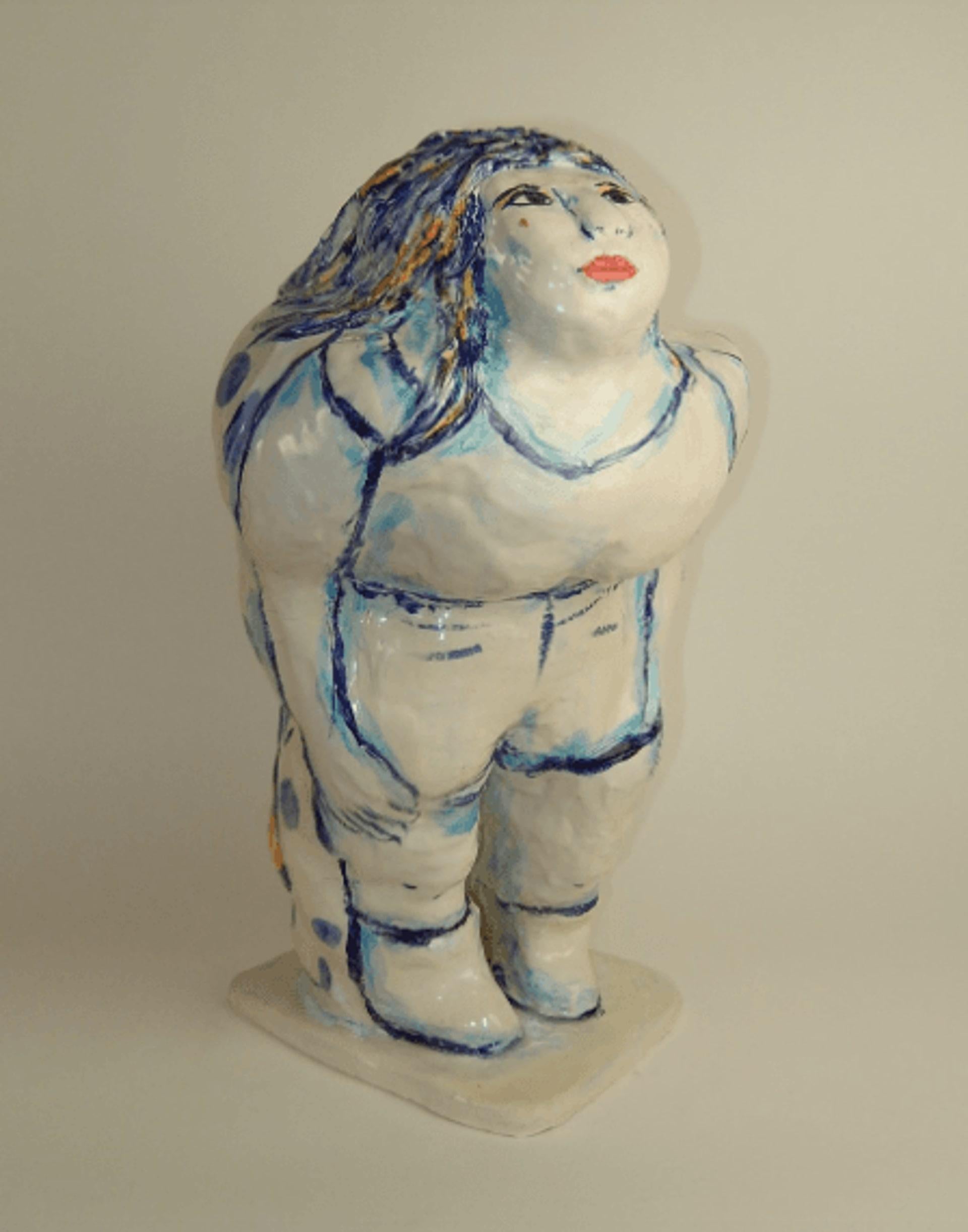 Linda Smith Figurative Sculpture - Thrusting Woman, 2015