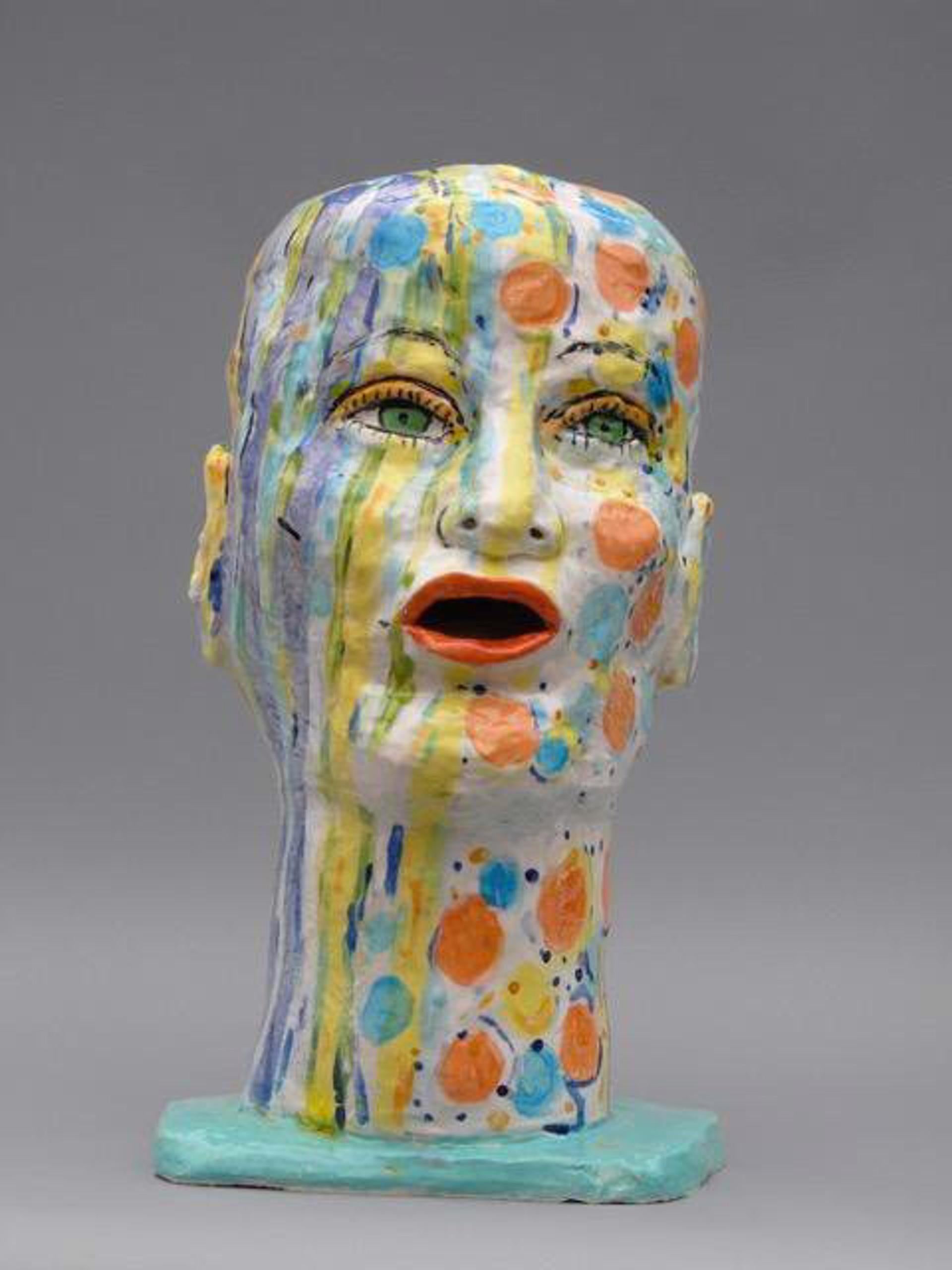 Linda Smith Figurative Sculpture - Patterned Head 2, 2007