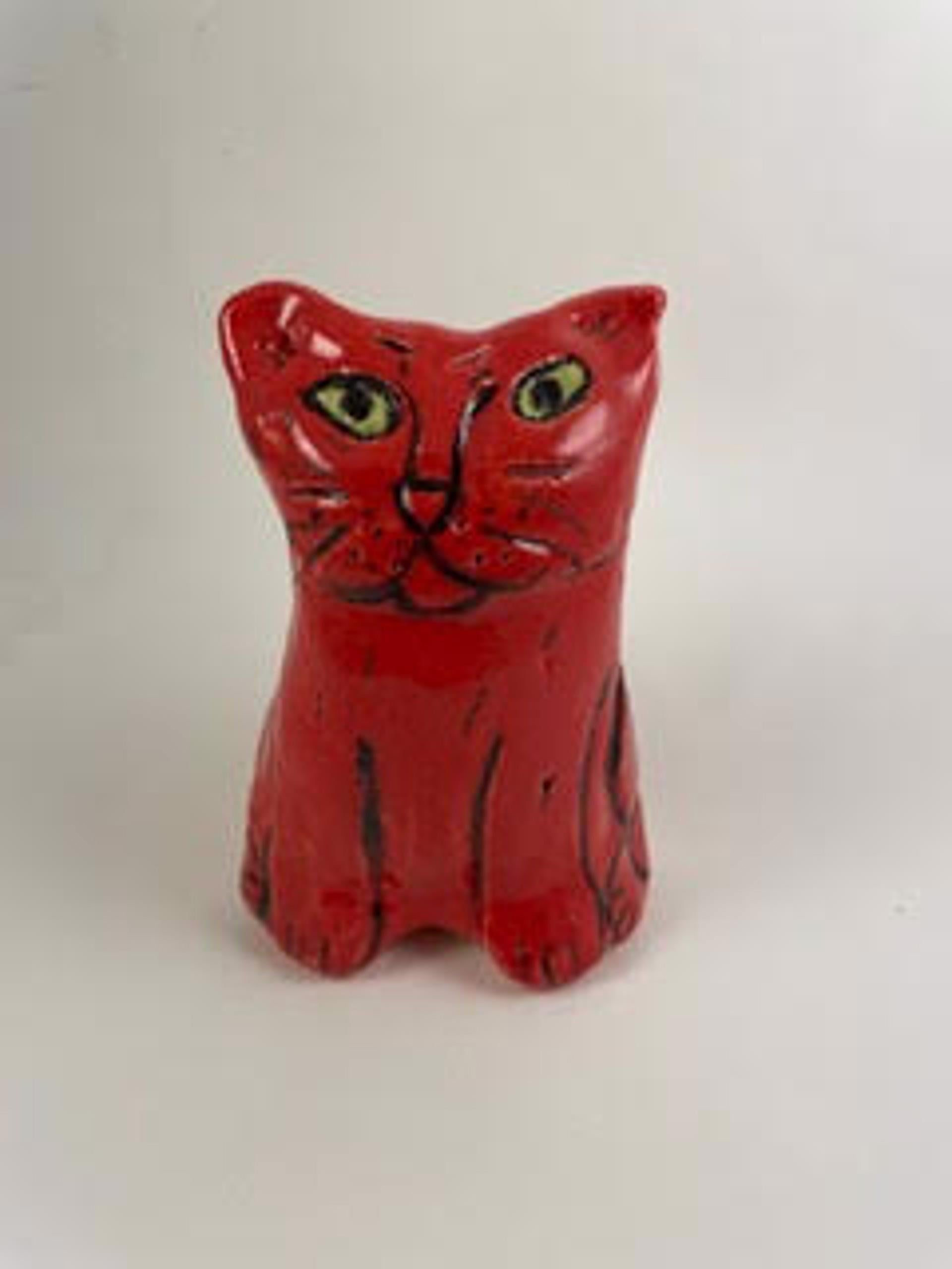 Small Cat, Color Red And Yellow Eyes, 2022 - Art by Linda Smith