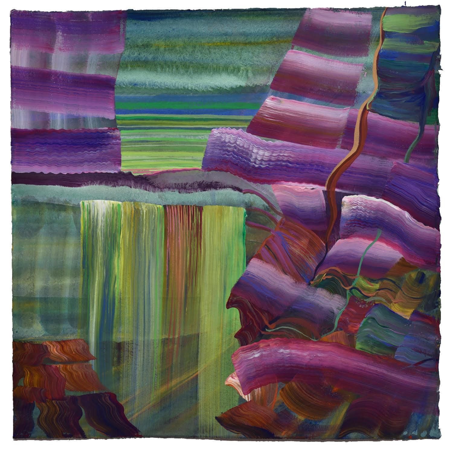 Linda Price-Sneddon Abstract Painting - Interface: Lime Green Falls, Liminal Landscape Series