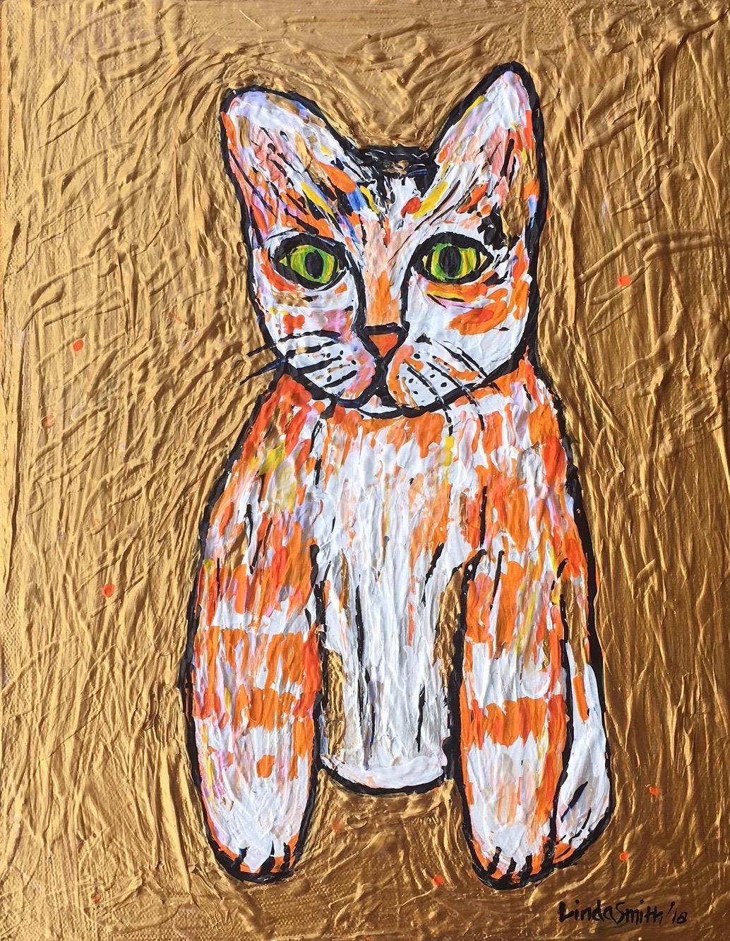 Cat Gold - Painting by Linda H. Smith