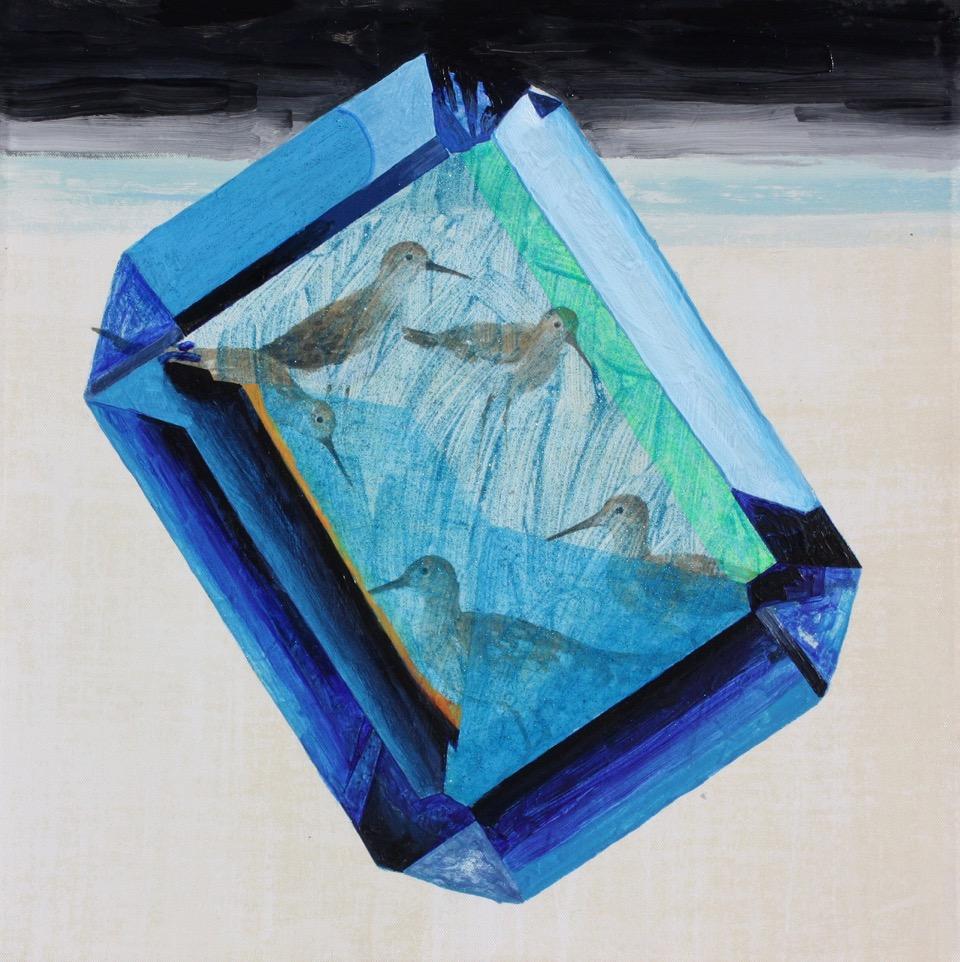 Hestia' Baguette-cut Blue Topaz - Painting by S. P. Harper
