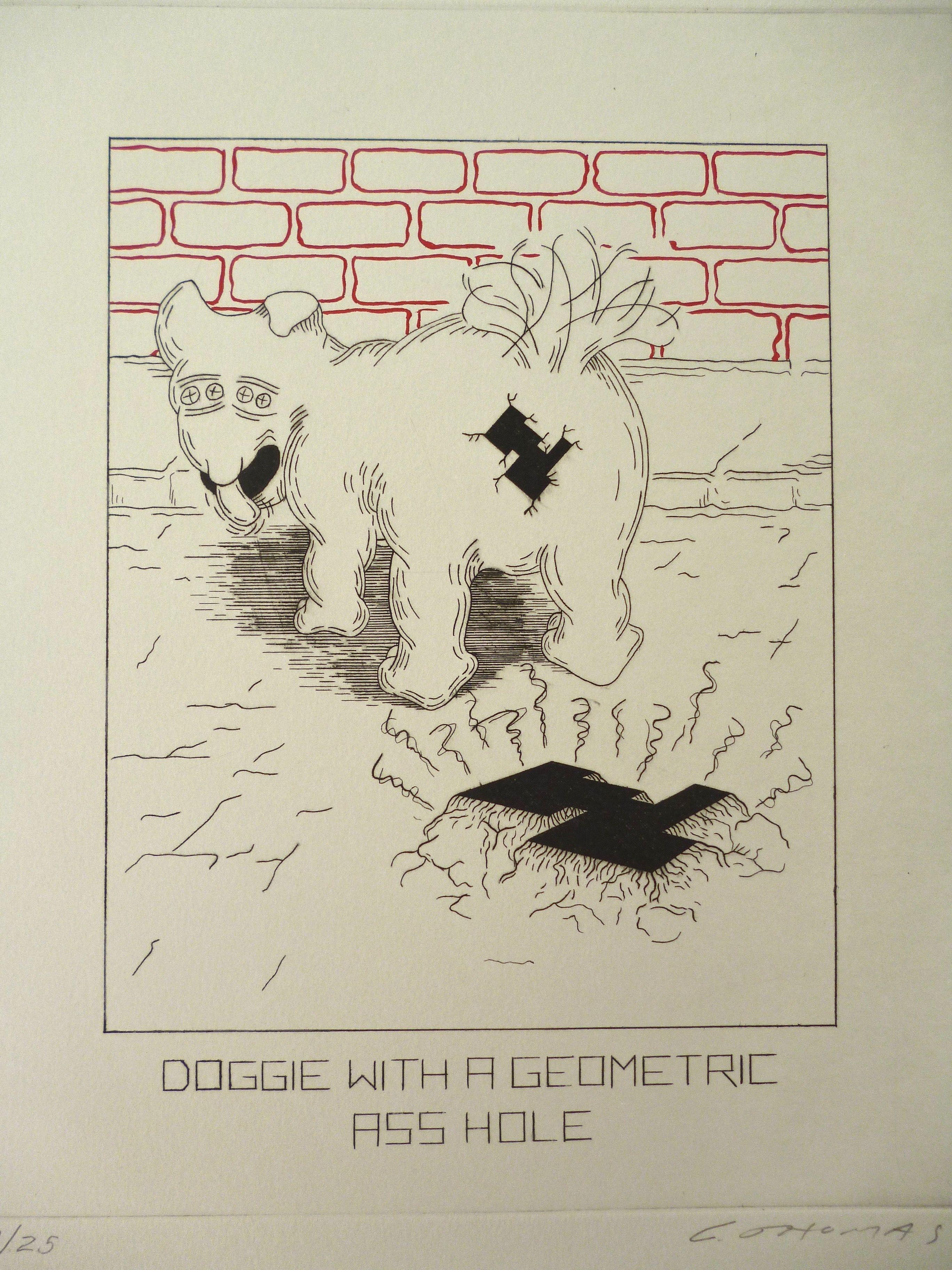 Doggie with a geometric ass hole - Art by Glenn Thomas