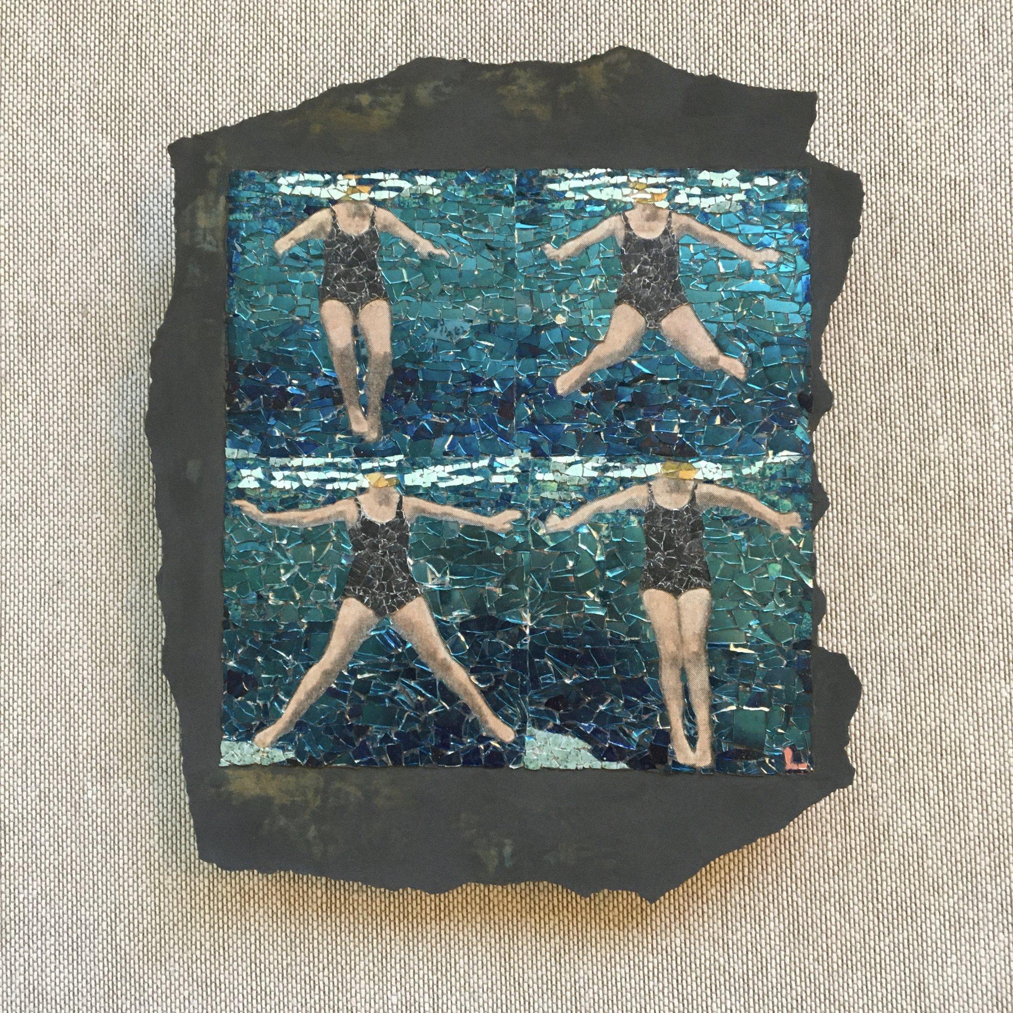 Fig.40. Treading water using breast stroke kick - Painting by Matthew Lazure