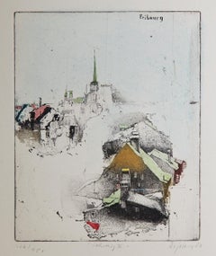 Fribourg, Alexander Befelein, Contemporary Limited Edition Print, Etching Yellow