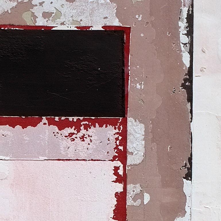 Empty, Contemporary Abstract Mixed media Collage Pink Red Painting Canvas - Brown Interior Painting by Antoine Puisais