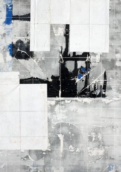 Faits Marquants, Contemporary Abstract Mixed media Gray Grey Painting Canvas