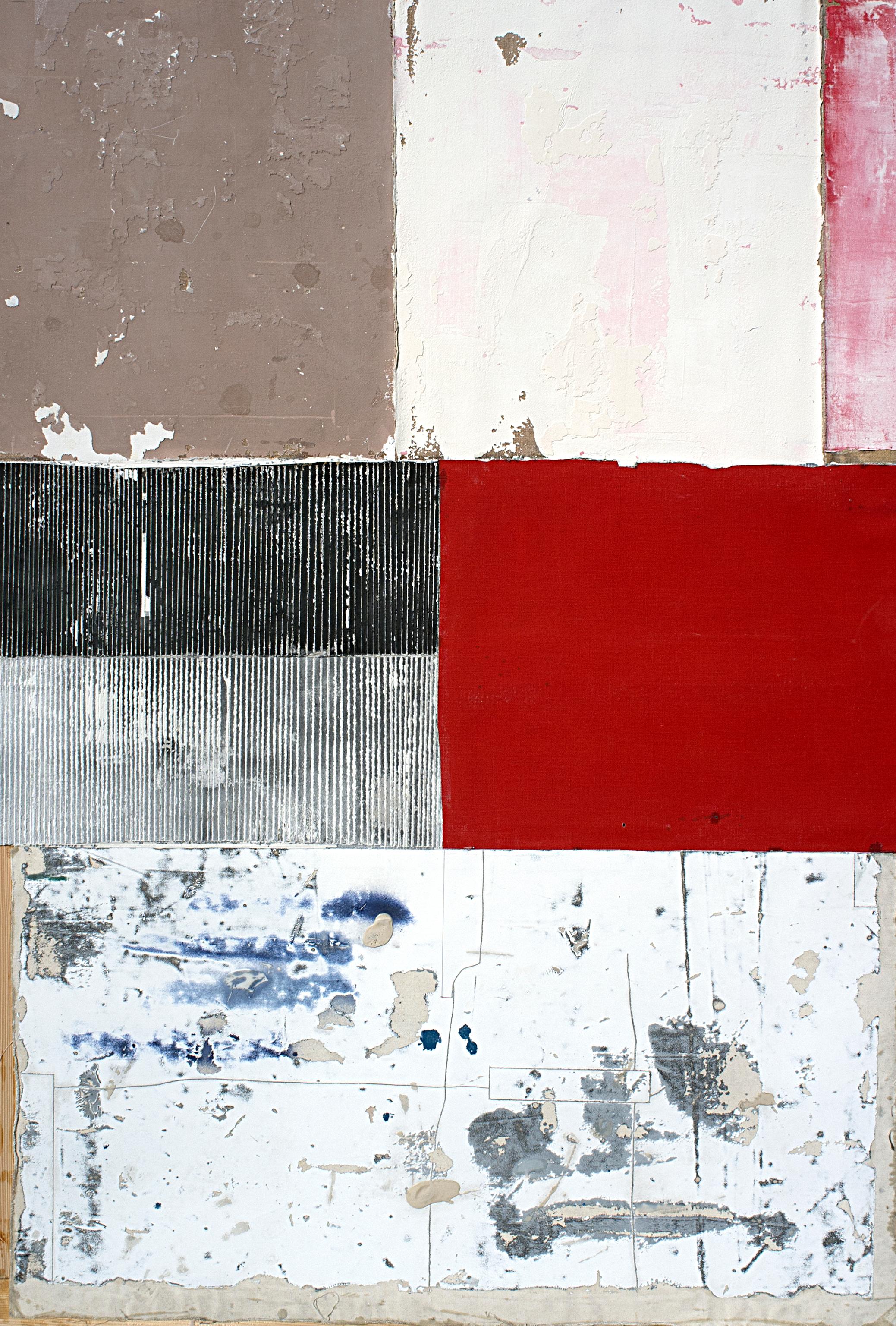 Antoine Puisais Abstract Painting - I Still Got the Recipe, Modern Art Abstract Mixed media Red Collage Canvas