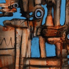 Observers, Contemporary Abstract Art Acrylic Charcoal Painting Canvas Orange