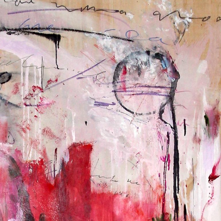 'Try Love' abstract expressionist, mixed-media on wood by Stefan Heyer.
Mixed-media: oil, photo-transfer, oil stick, crayon, pencil on wood

'Try Love' is a bright example of the beauty of expressionism art movement: liberated, dynamic and powerful