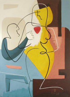 'Two of hearts' by Bernard Simunovic, acrylic on canvas, abstract