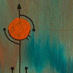 Night Flight, Modern Abstract Geometric Art Painting Canvas Landscape Green Red