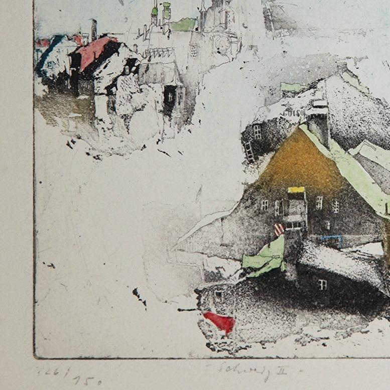 Fribourg, Alexander Befelein, Contemporary Limited Edition Print, Etching Yellow For Sale 1