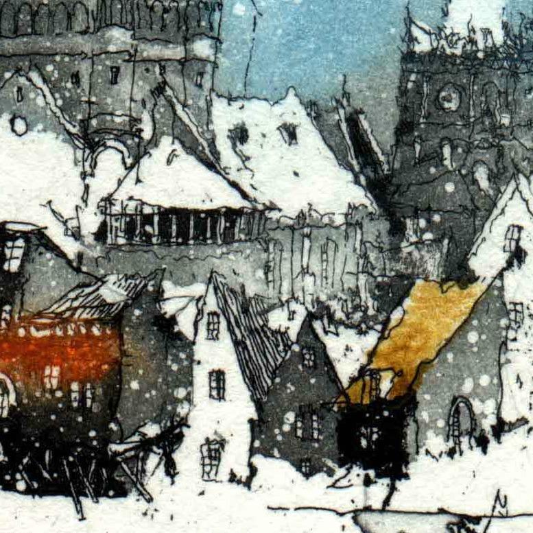 Koln, Alexander Befelein, Contemporary Limited Edition Print, Etching, Blue For Sale 1