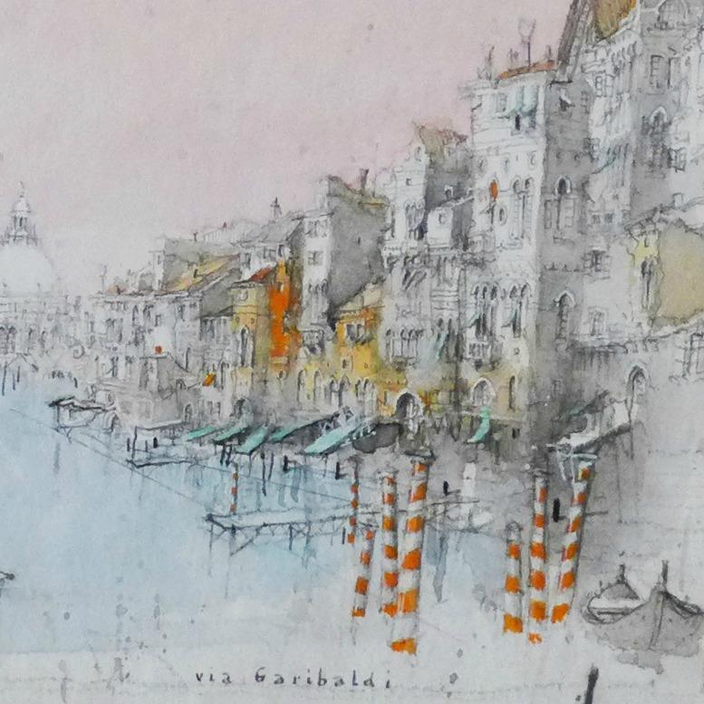 Venice, Canal St Anna, Alexander Befelein, Contemporary Watercolor Painting For Sale 2