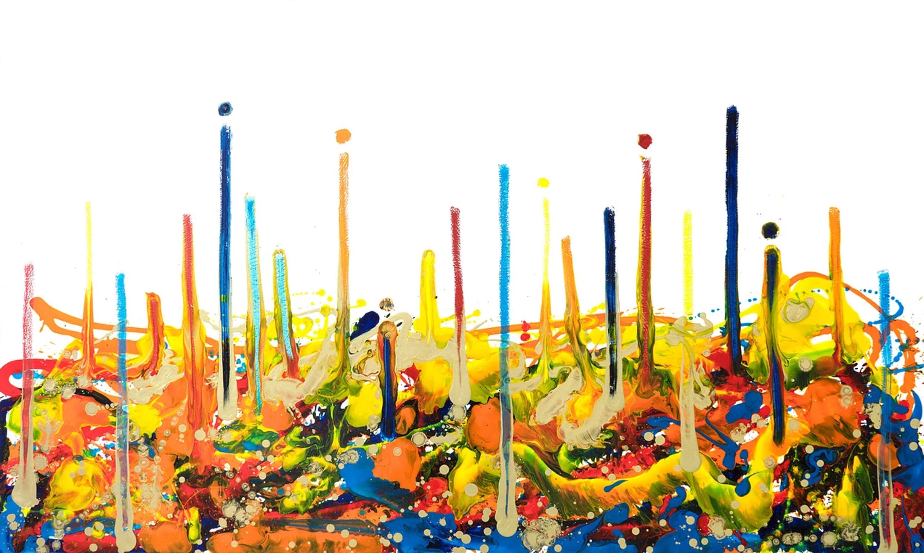 Seungyoon Choi Landscape Painting - Cross-section of the moment 1, Yellow Abstract Expressionist Oil Painting Canvas