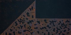 Two Black Squares, Modern Abstract Minimalist Painting Geometric Black Pattern