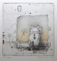 Lisbon, Alexander Befelein, Contemporary Limited Edition Print, Etching, Yellow