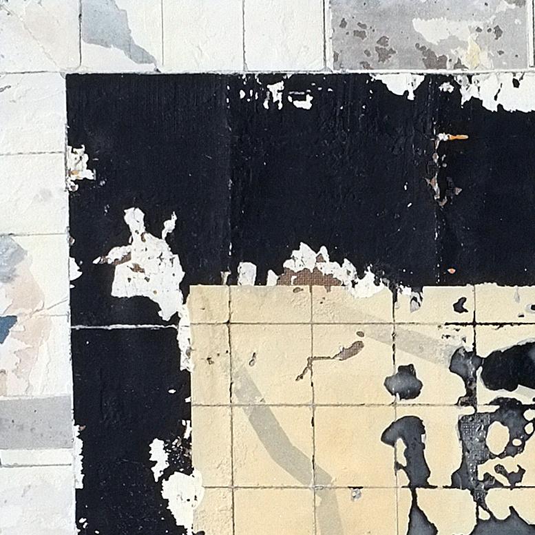 Yellow Court, Antoine Puisais, Contemporary Abstract Mixed media, Collage, Black 1