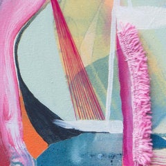 Pull, Rebecca Stern, Abstract Expressionist, Mixed media, Vibrant Pink, Collage