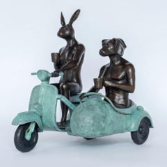 'They were always side by side' by Gillie & Marc, bronze sculpture, patina