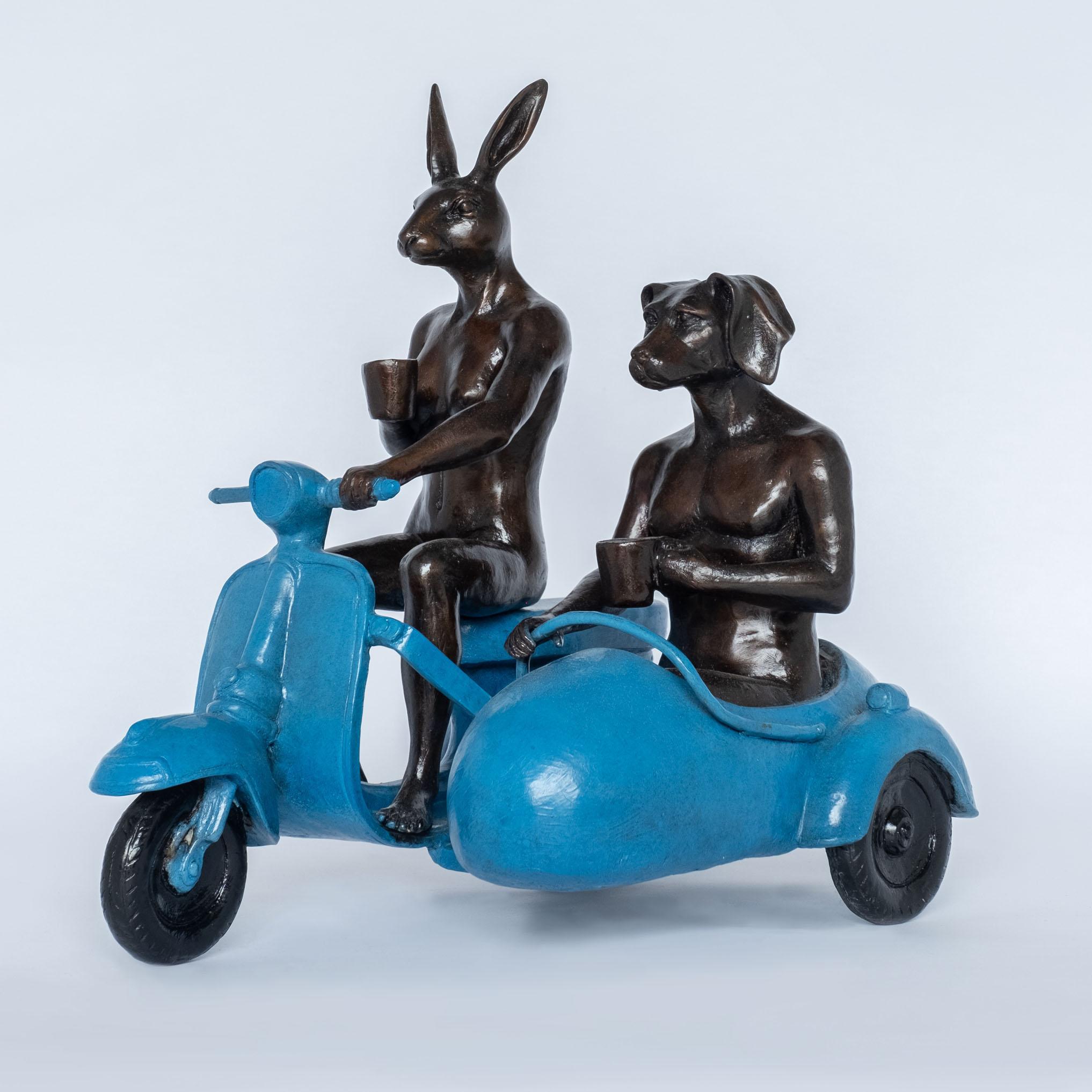 'They were always side by side' by Gillie & Marc, bronze sculpture, patina - Sculpture by Gillie and Marc Schattner