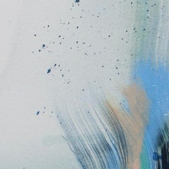 Precarious, Rebecca Stern, Abstract Collage, Yellow Blue Expressionist, Collage