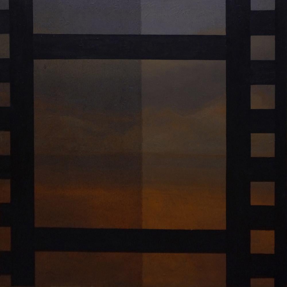 Yuriy Zakordonets Landscape Painting - Mirage, Contemporary Abstract Painting Canvas Minimalist Landscape Orange Film