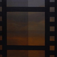 Mirage, Contemporary Abstract Painting Canvas Minimalist Landscape Orange Film