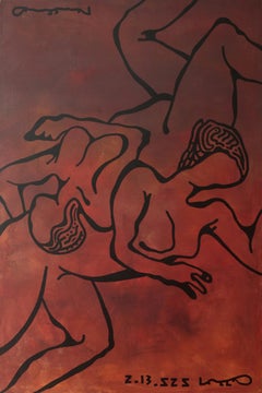 Bilitis' Songs, Contemporary Abstract Art Painting Woman Portrait Nude Graphic