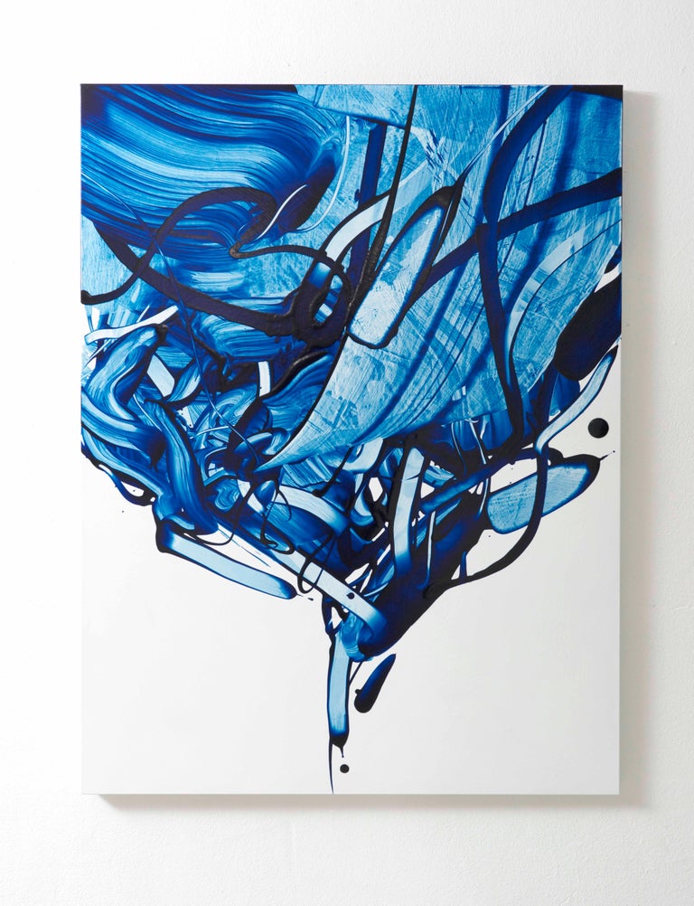 Beginning Of The Stop 15 By S Choi Abstract Expressionism Blue Oil Painting