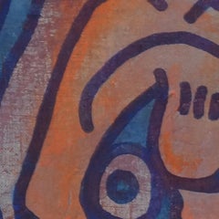 Body, Contemporary Abstract Art Painting Expressionist Blue Orange Female Woman