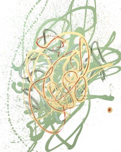 Cross-section of the Luxury 15, Contemporary Abstract Oil Painting Green Gold