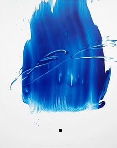 Beginning of the stop 81, Minimalist Abstract Art Oil Painting Canvas Blue White