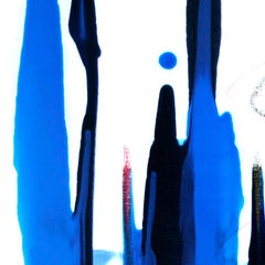 Cross-section of the moment 24 Blue Abstract Oil Painting Canvas Black Asian Art