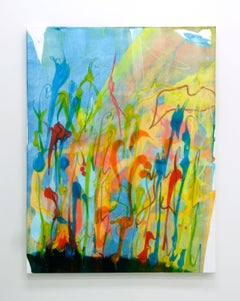 3 cross painting Cross-section of the moment 3, Abstract Oil Painting Blue Green Contemporary