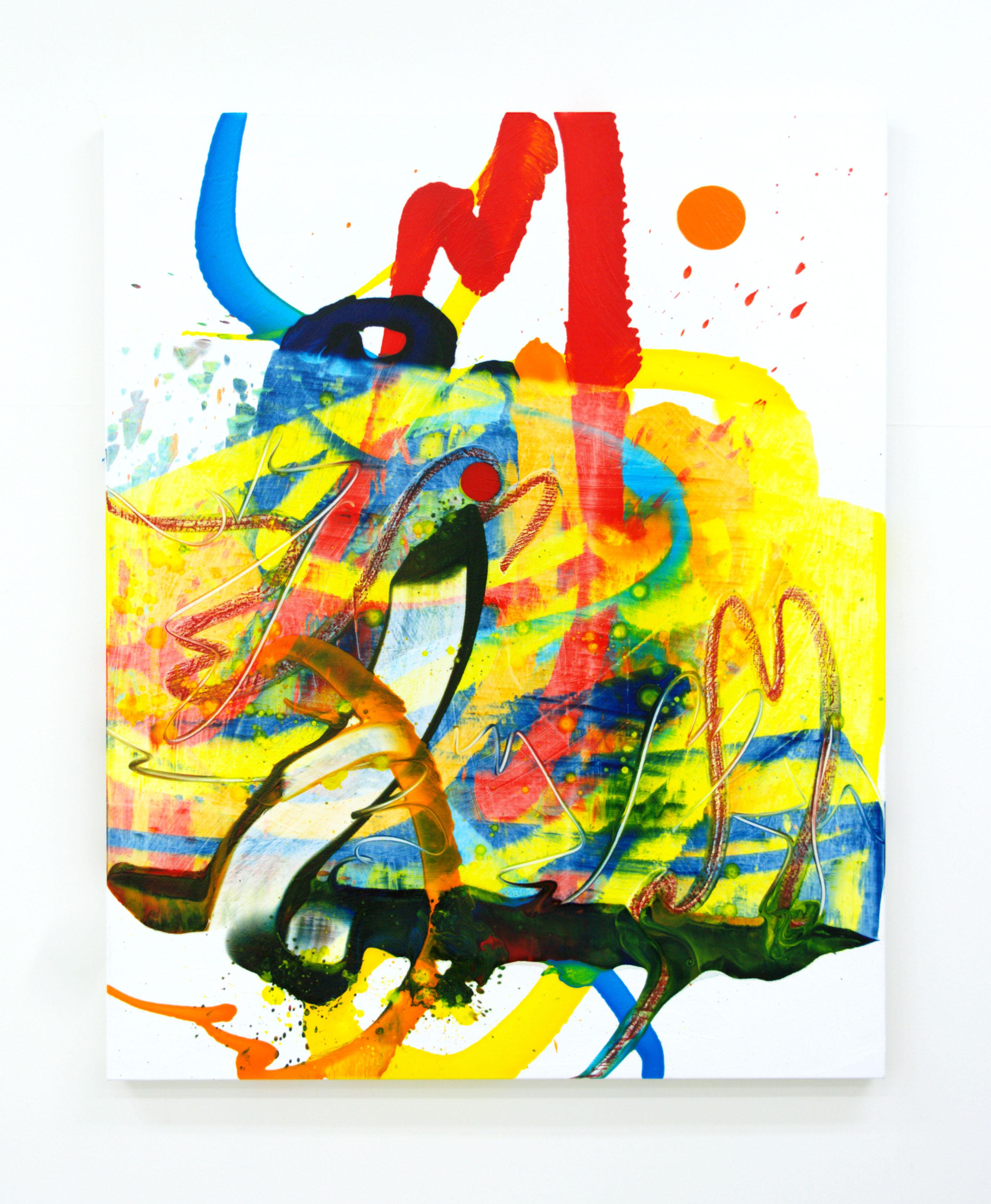 Seungyoon Choi Abstract Painting - Cross-section of the moment 39, Abstract Expressionist Oil Painting Yellow Red