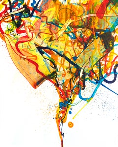 Cross-section of the moment 43, Abstract Art Oil Painting Expressionist Yellow