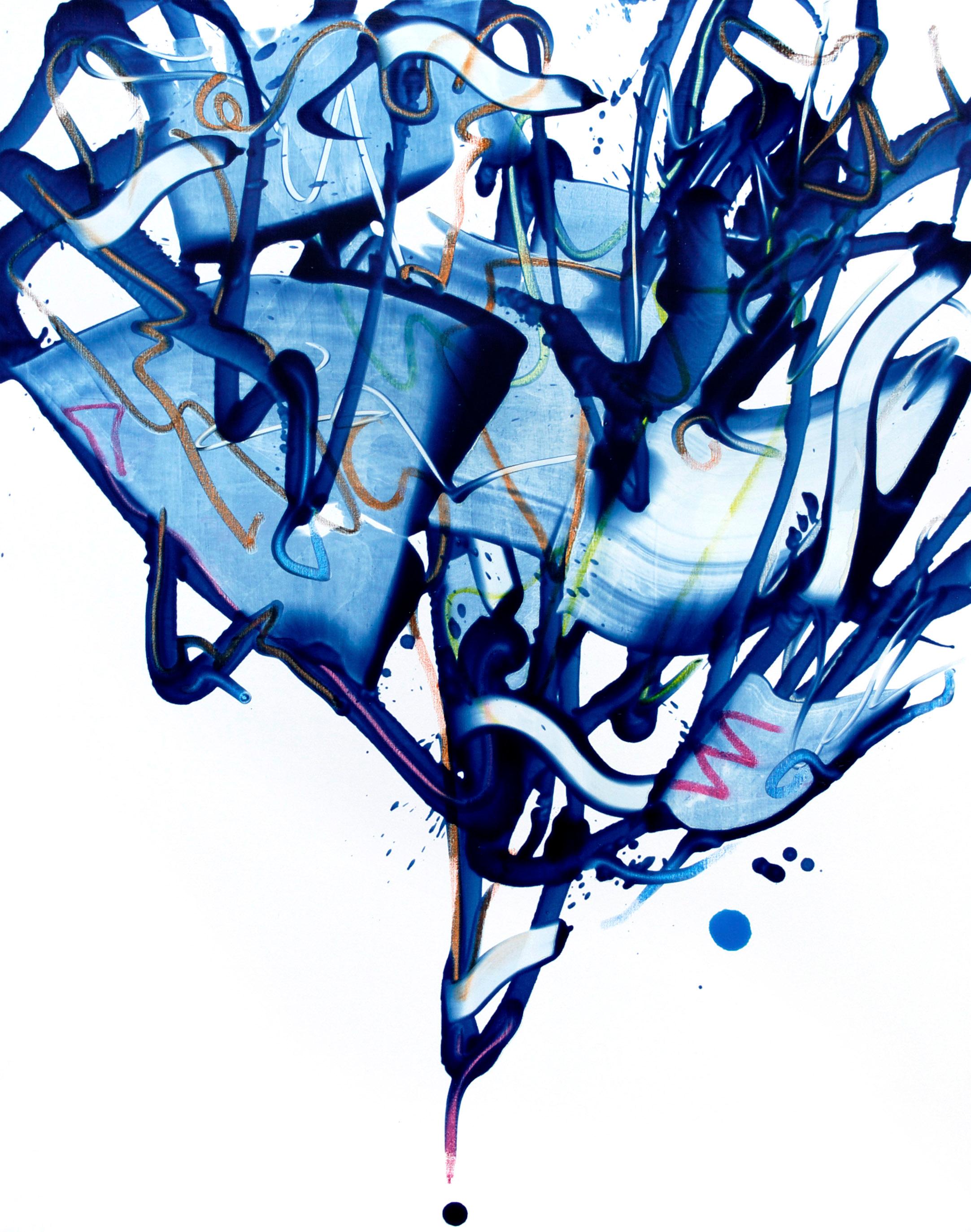 Seungyoon Choi Landscape Painting - Cross-section of the moment 9, Contemporary Abstract Oil Painting Canvas Blue