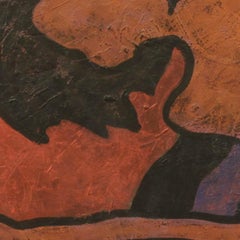 Midday, Expressionist Art Figurative Painting Canvas Portrait Nude Orange Blue