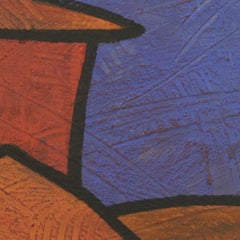 Real Estate, Modern Abstract Art Painting Canvas Minimalist Orange Blue