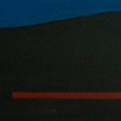 Vertical Horizon, Contemporary Minimalist Abstract Painting Landscape Blue Black