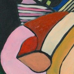 Adolescence, Modern Abstract Art Acrylic Yellow Portrait Painting Pattern Face