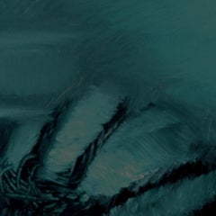 Fallen Angel, Contemporary Figurative Oil Painting Paper Blue Expressionist