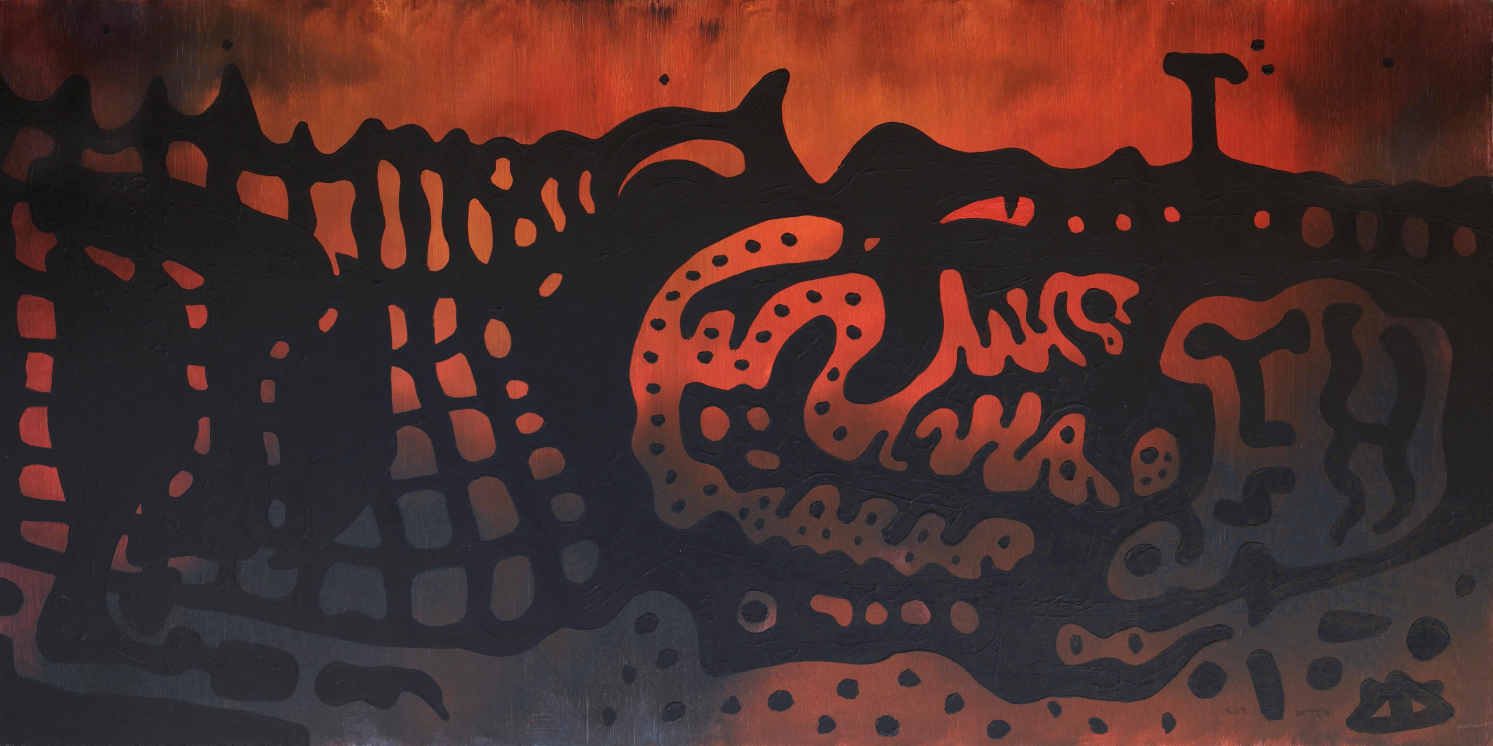 abstract alligator art