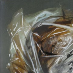 Lucifuge 15, Abstract Oil Painting Contemporary Woman Portrait Art Brown Yellow