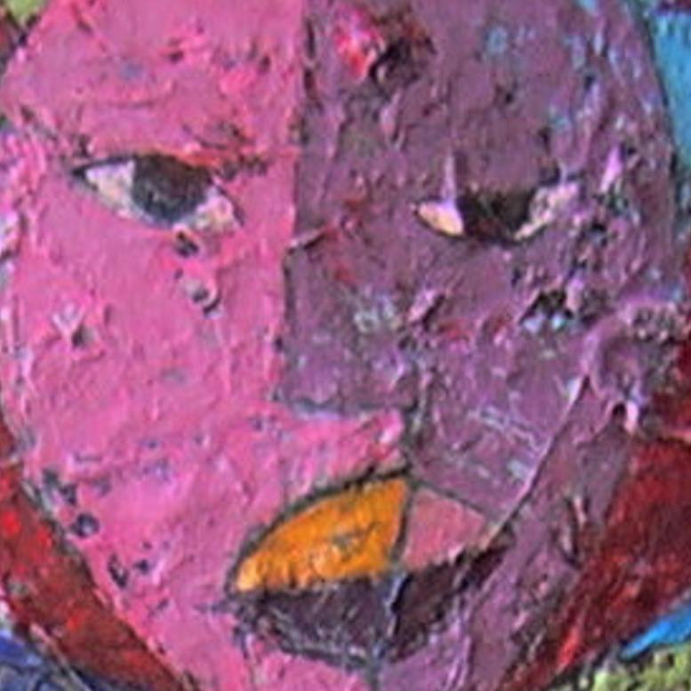 Love Triangle, Mwamba Mulangala, Colorful Abstract, Female Portrait, African Art For Sale 2