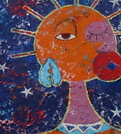 Night Worker, Mwamba Mulangala, Colorful Abstract, Female Portrait, African Art