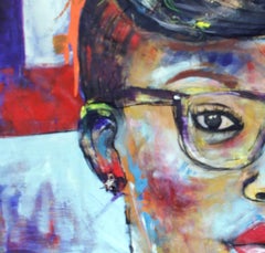 Afro Sister V, Mwamba Chikwemba, Woman Portrait, Bright Figurative Art, Yellow